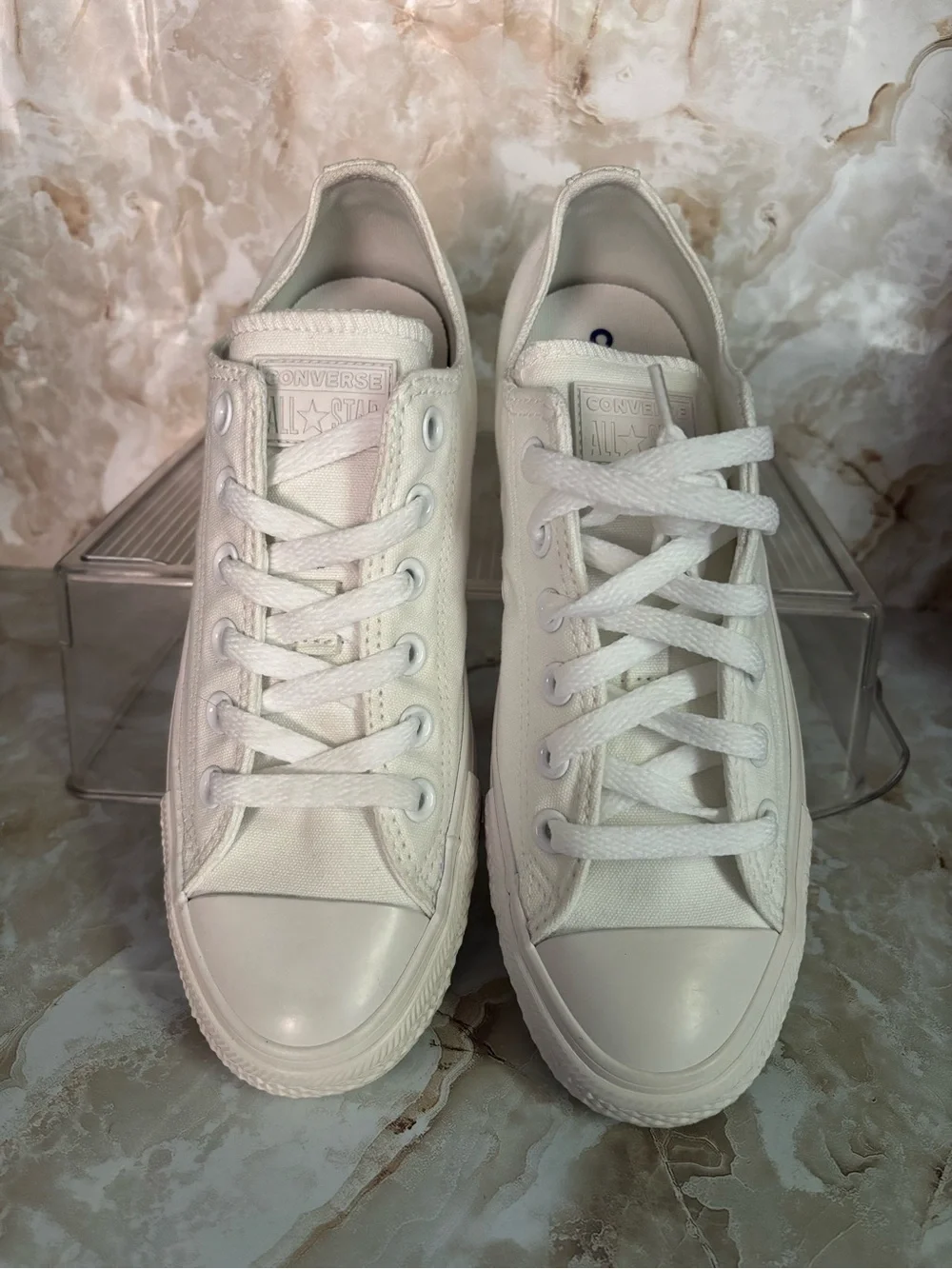 Converse Low Top Canvas Sneakers in Off-White men’s 5 women 7